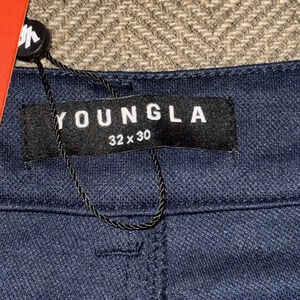 NWT YoungLA Men’s Navy Blue Dapper Dress Stretch Slim Fit Pants Size 32x30
